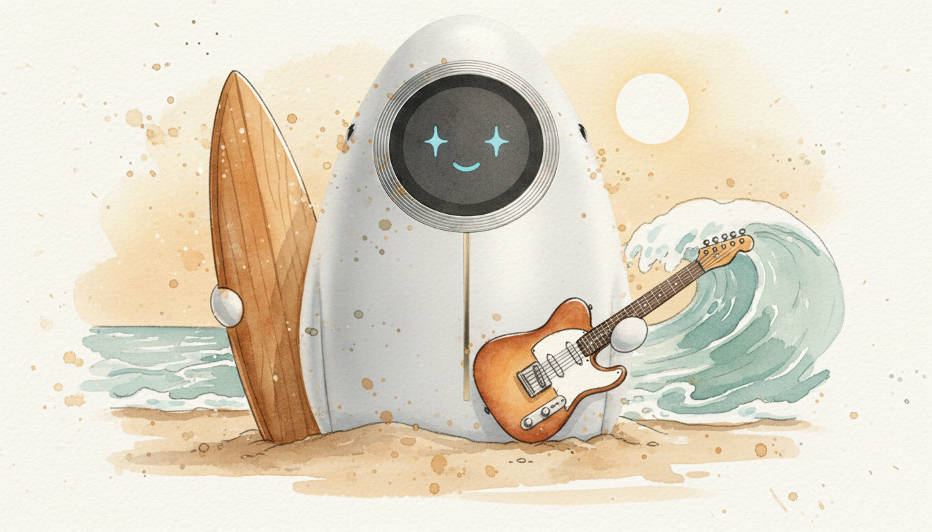Lámina del estilo musical Surf Rock, familia Caminos eléctricos