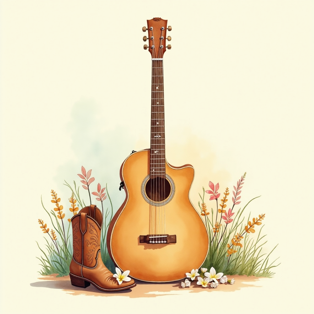 Lámina del estilo musical Country Pop, familia Polvo y carretera