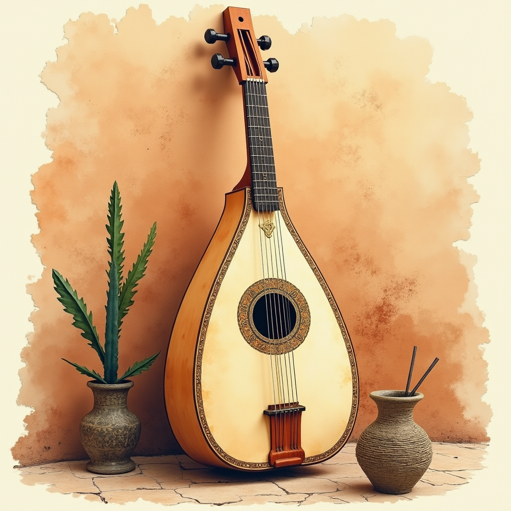 Lámina del estilo musical Gnawa Marroquí, familia Raíces que no se sueltan